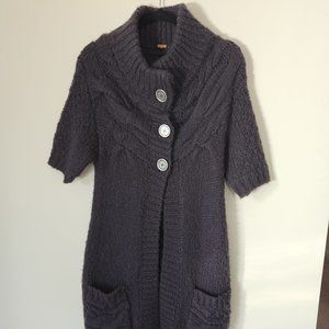 Free People Short Sleeved Chunky Black Sweater - Size L